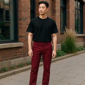 Original Penguin Wine men Flat Front Core Chino Pant Trouser size 34-30